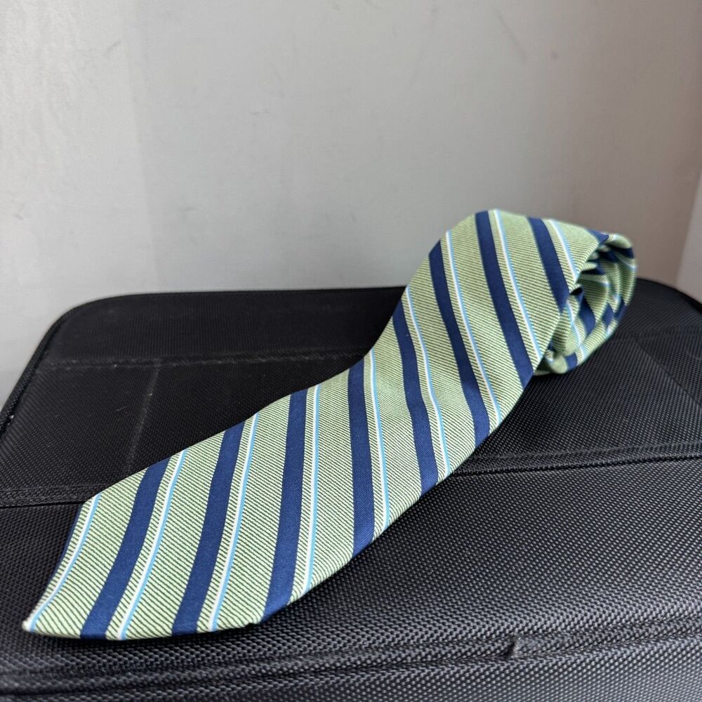 Brooks Brothers Makers Merchants Silk Tie Blue Green Stripe 3.25" Power